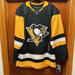 BNWT Adidas Pittsburgh Penguins Authentic Home Black NHL Jersey Sz 46 (SM) Blank